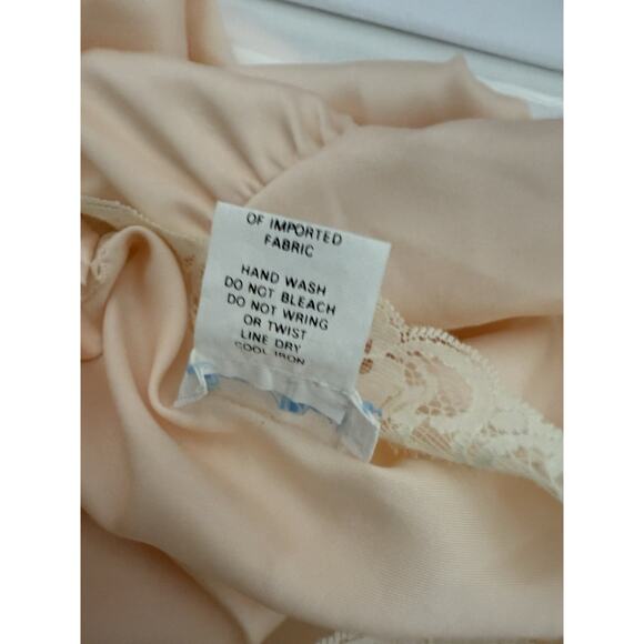 Vtg blush soft pink Slip Lace Beaded Nightgown Sz L Ballet Bridal Coquette Dress - Picture 7 of 7